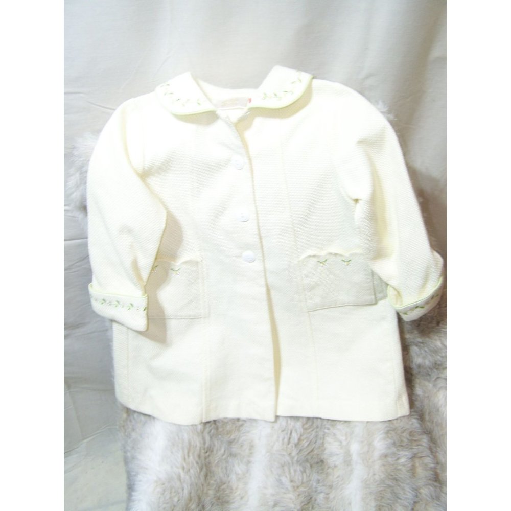 Vintage Little Bitty Child's Coat 3T Yellow Embroidery